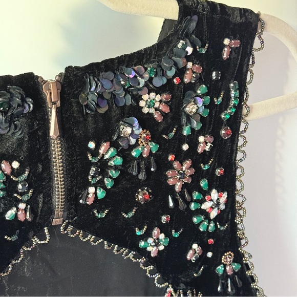 🖤 ECOTE BEADED BOHO DISCO COWGIRL VELVET BEADED WESTERN CUT OUT MINI DRESS - Picture 9 of 12